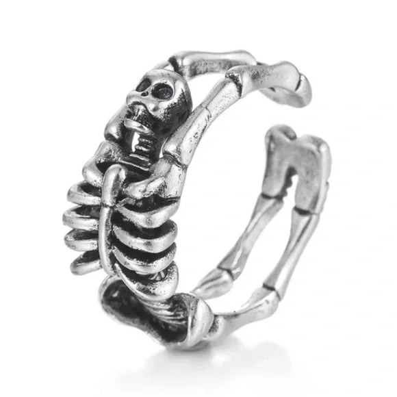 Skeleton Backbend- Undead Gymnast Acrobat Corpse Mummy Anatomy Bones Gothic Ring - Picture 1 of 15